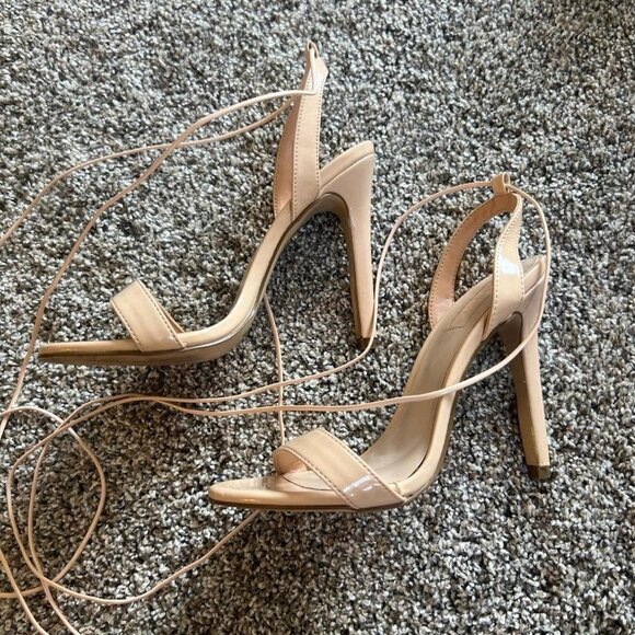 Forever 21 Nude Tie-Up High Heels Size 5 - Picture 2 of 3